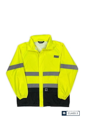 Workwear Class 2 Hi Vis Safety Hooded Rain Shell