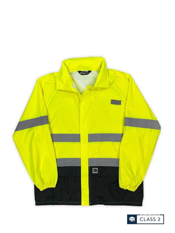Workwear Class 2 Hi Vis Safety Hooded Rain Shell