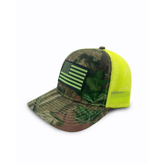 Buffalo Outdoors® Workwear Hi-Vis Flag Patch Premium Camo Trucker Hat