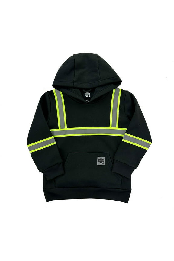 ® Workwear Kid's Black Reflective Safety Hoodie