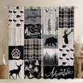 thumbnail image 1 of Buffalo Patchwork 30%-50% Blackout Curtains, Hunting Bear Deer Curtains & Drapes Teens Adult Bedroom, Rustic Farmhouse Grid Claw Curtains Adventure Camping Window Treatments 52"Wx63"L 2 Panels, 1 of 5