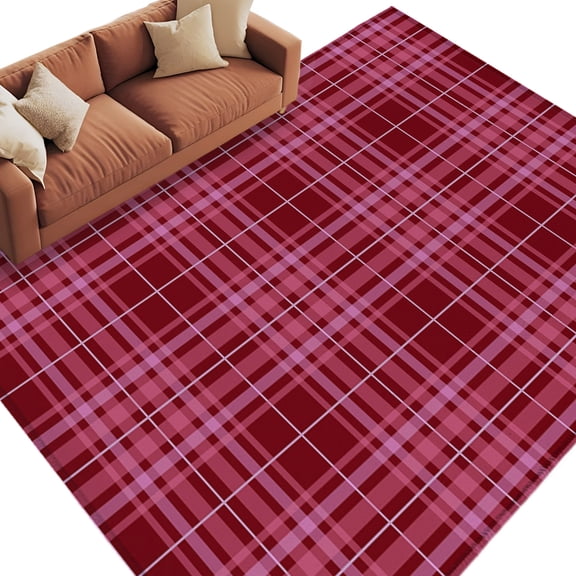 Buffalo Plaid Area Rug 8x10 Washable Rug Non Slip Deep Maroon Farmhouse Gingham Striped Large Area Rug Soft Stainresistant Indoor Floor Carpet for Living Room Bedroom Home Office Dining Room Nursery