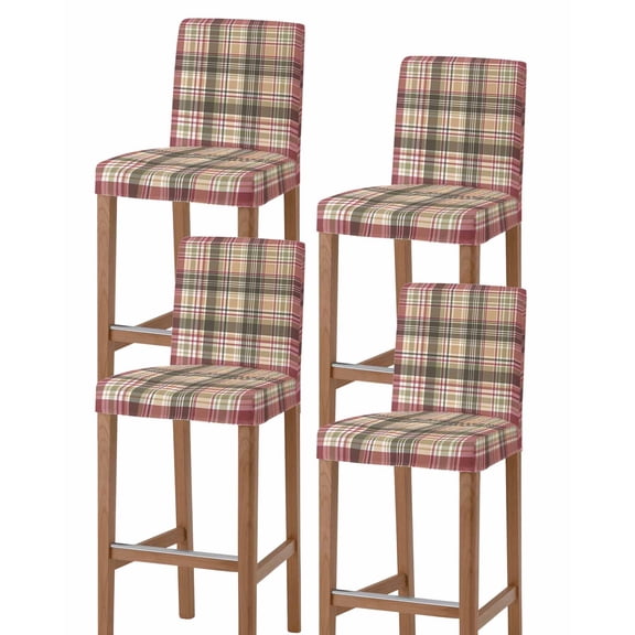 Buffalo Plaid Bar Stool Covers Set of 4, Modern Farmhouse Colorful Checkered Stretch Washable Bar Chair Covers with Backs, Removable Pub Counter Height Chair Cover for Kitchen Dining Room Cafe