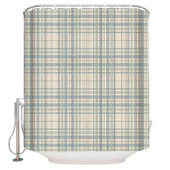Buffalo Plaid Bathroom Shower Curtains with 12 Hooks Polyester Waterproof Shower Curtain for Stalls and Bathtubs Slate Blue Grey Farmhouse Gingham Striped Decorative Bathroom Curtain 36x72 Inches