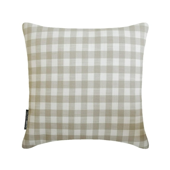 Buffalo Plaid Beige Decorative Throw Pillow Covers 24"x24" | Contemporary Cotton Cushion Cover Checkered | Farmhouse, Nursery Decor Pillowcases for Couch, Sofa & Bed, Modern Design - Checkmate Beige