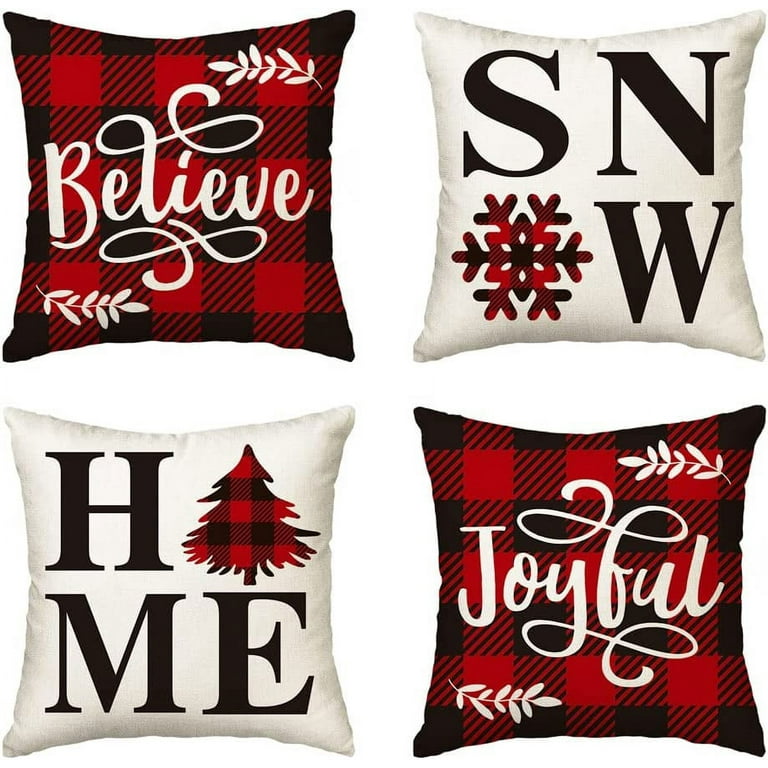 Christmas Snowflakes Throw Pillow Covers & Insert (Set of 4) - On
