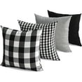 thumbnail image 1 of Buffalo Plaid Black Throw Pillow Covers 20x20 Set of 4 Decorative Black Outdoor Pillow Covers for Patio and Porch, 1 of 6