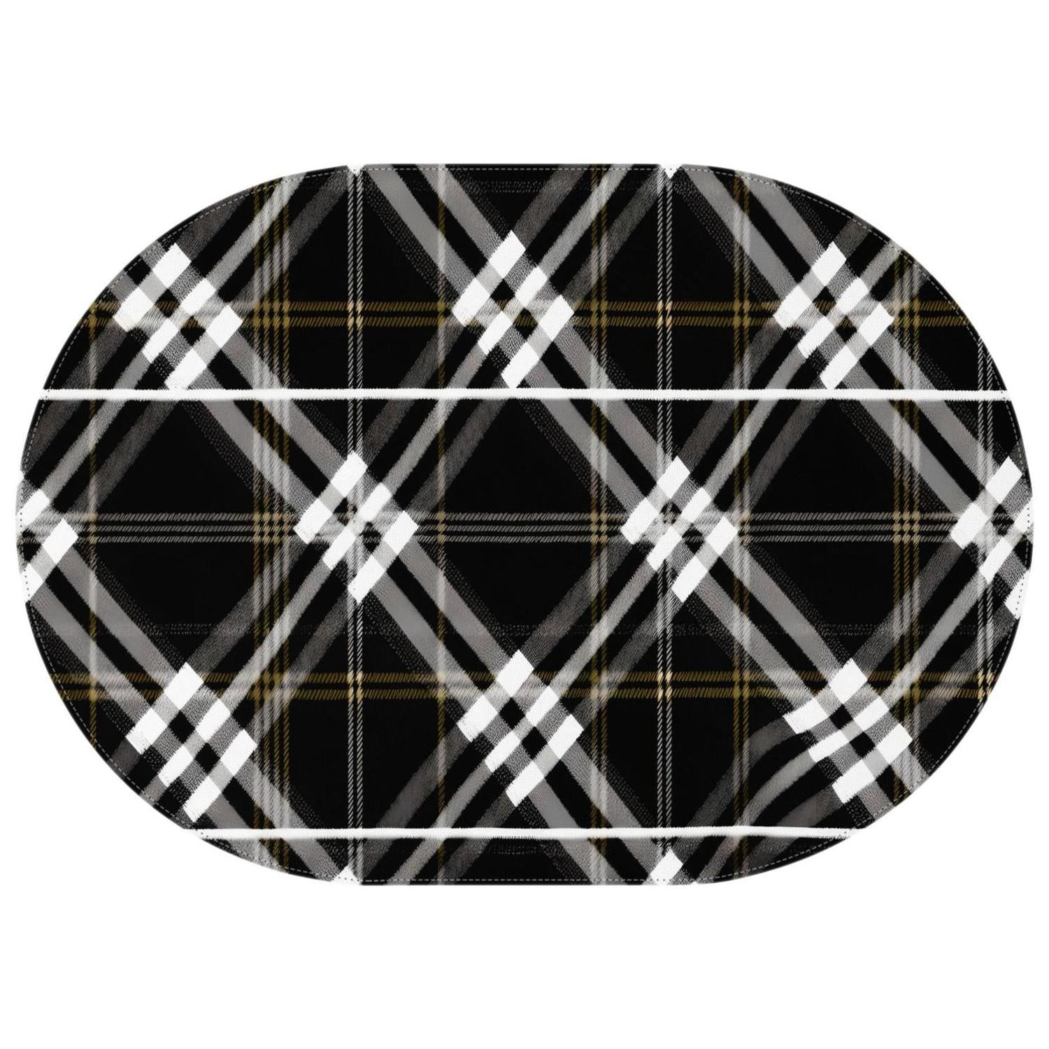 Buffalo Plaid Black and White Checkered Oval Tablecloths 60x84in ...