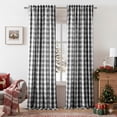 thumbnail image 1 of Buffalo Plaid Black White Curtain Panels 84 Inch Length,Farmhouse Semi Sheer Drapes,Rustic Rod Pocket Window Treatment for Bedroom Living Room(2 Panels,40"x84",Black), 1 of 6