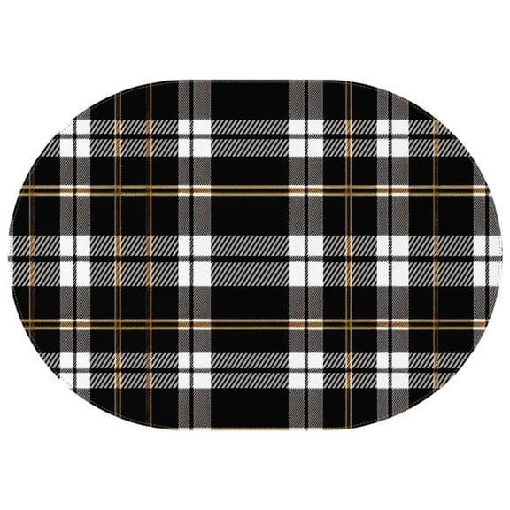 Buffalo Plaid Black and White Checkered Oval Table Cloth 60x84in Polyester Waterproof and Reusable Table Cloth for Event Wedding Banquet & Parties