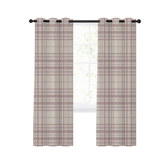 Buffalo Plaid Blackout Curtains 39 Inches Length, Dusty Rose Pink Farmhouse Gingham Striped Window Treatment Thermal Insulated Drapes for Bedroom Living Room 2 Panels 55x39 Inches