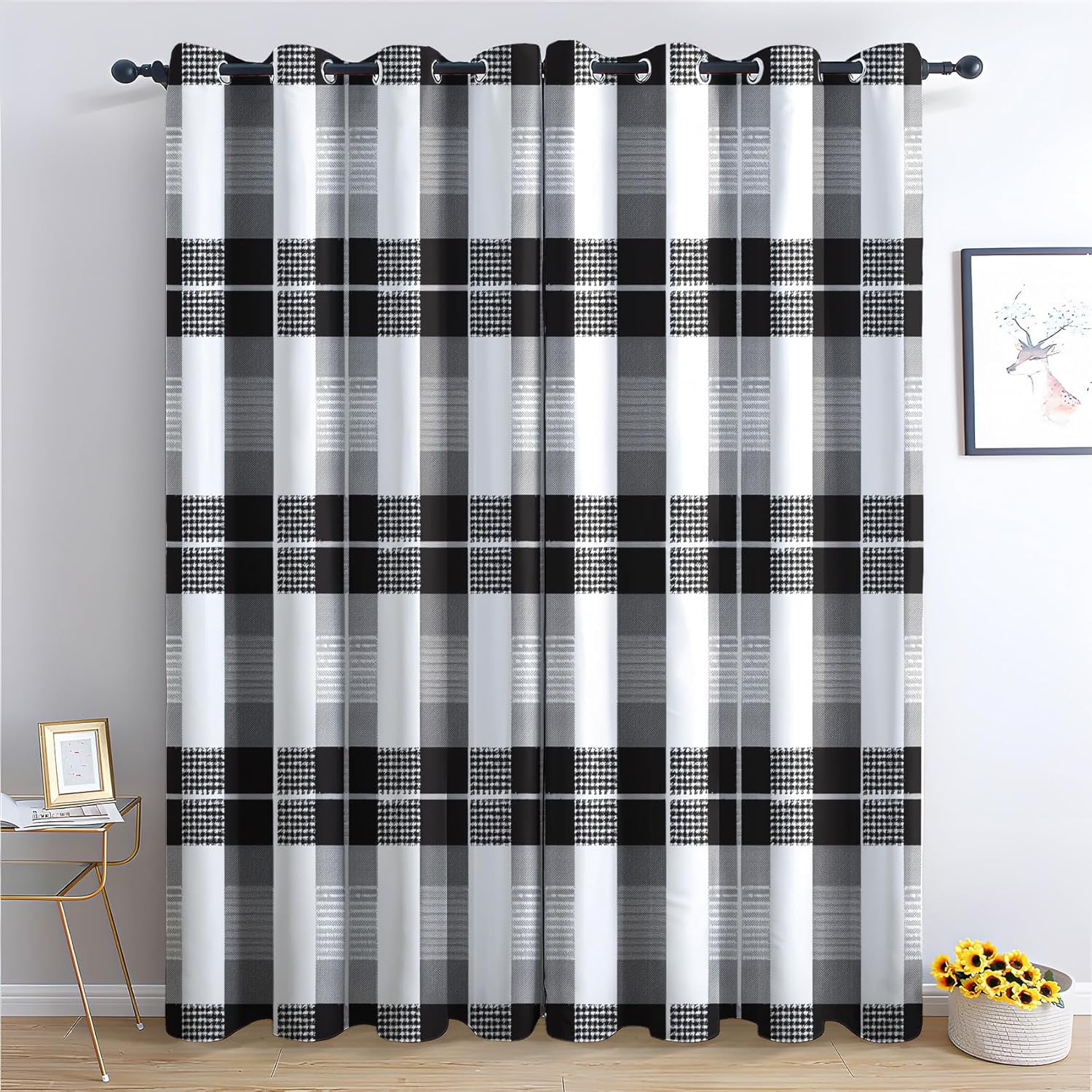 Buffalo Plaid Blackout Curtains Black And White Window Curtains