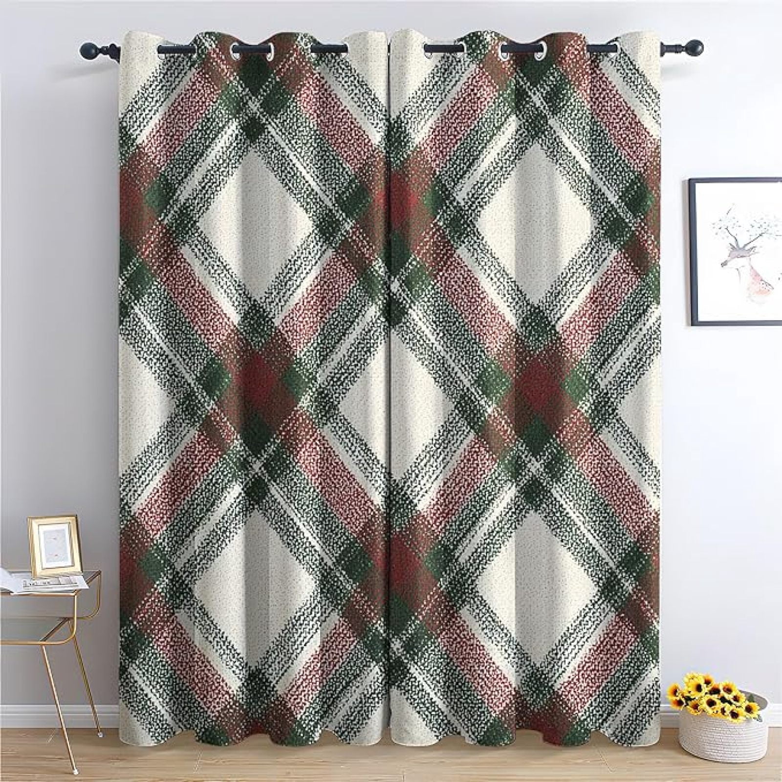 Buffalo Plaid Blackout Curtains, Check Tartan Rustic Thermal Insulated