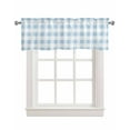 thumbnail image 1 of Buffalo Plaid Blue Linen Curtain Valance for Bedroom/Bathroom/Kitchen/Office/Living/Dining Room Windows,Country French Simple White Lattice Pocket Topper Drapes Decorative Cafe Drapery Panel 60x18, 1 of 6