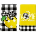 thumbnail image 1 of Buffalo Plaid Bow Tie Lemon Home Summer Kitchen Towels Dish Towels, 18x26 Inch Seasonal Spring Decoration Hand Towels Set of 2, 1 of 6