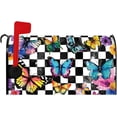 thumbnail image 1 of Buffalo Plaid Butterfly Mailbox Covers Colourful Butterflies Black White Magnetic Mailbox Wraps Rural Mail Box Wraps Post Letter Box Cover for Outdoor Yard Decor Standard Size 18x21 Inch, 1 of 6