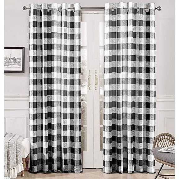 Buffalo Plaid Check Curtains Black and White Buffalo Checkered Blackout Curtains for Farmhouse Bedroom Living Room Darkening Thermal Country Window Treatment Curtains 2 Panels 96 Inch Long