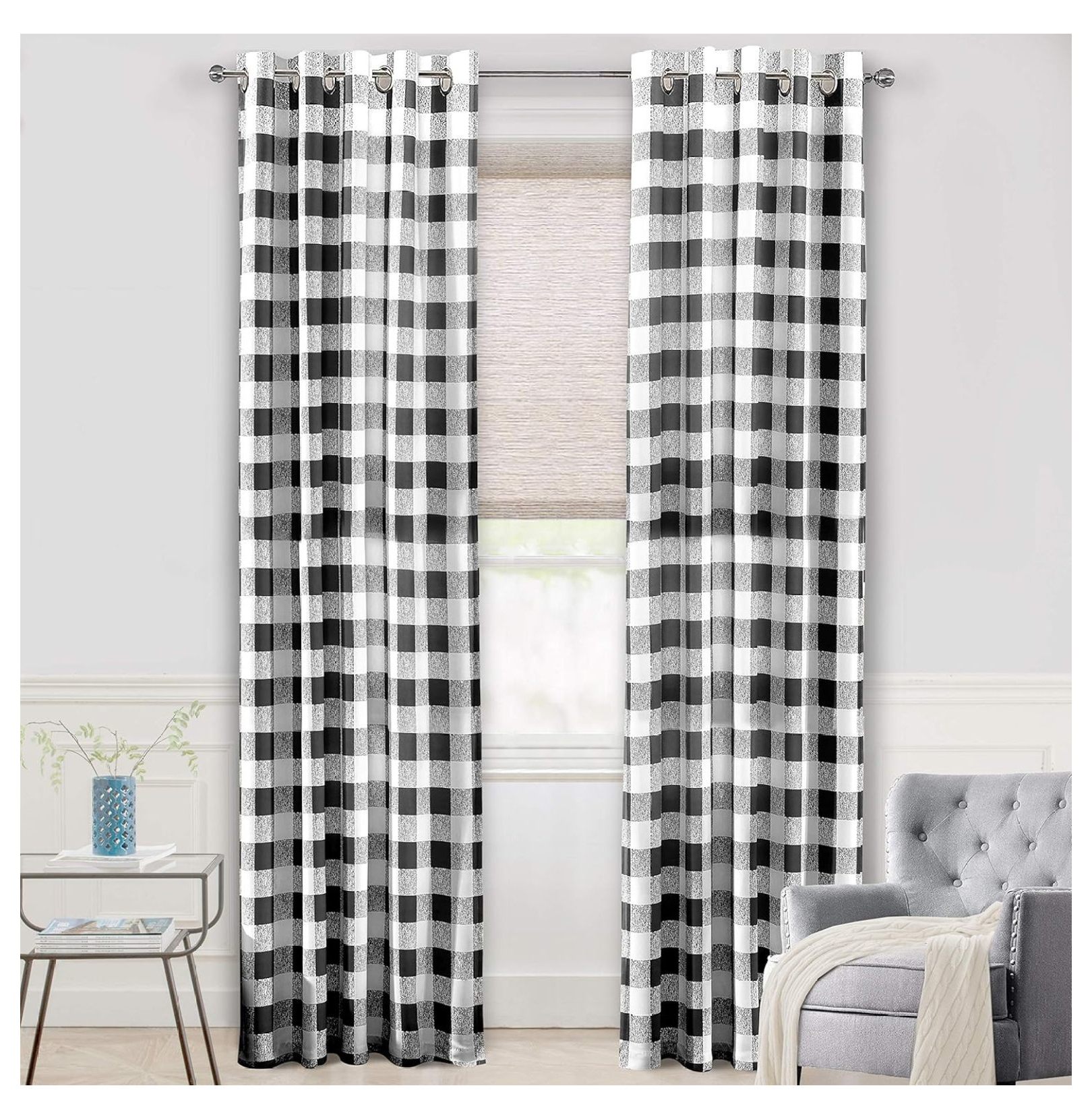 Buffalo Plaid Check Curtains Black and White Buffalo Checkered Extra