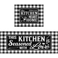 thumbnail image 1 of Buffalo Plaid Check Kitchen Rug Mat Set of 2 Kitchen Decor Floor Mats Non Slip Black and White Farmhouse Washable Kitchen Rugs, 1 of 5