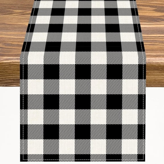 Buffalo Plaid Check Table Runner Black and White Buffalo Checkered Kitchen Dinner Runner for Indoor Home Living Room Party Dining Table Decoration 13"x36"