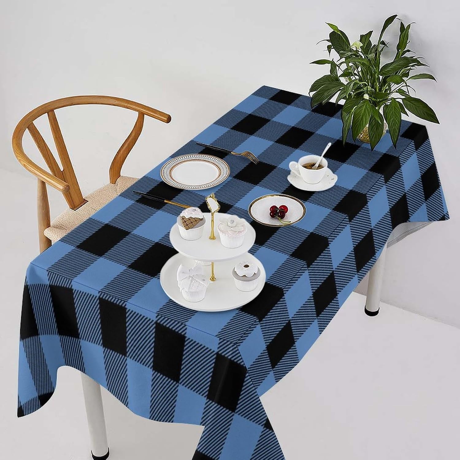 Buffalo Plaid Check Tablecloth Blue Black Buffalo Checkered Print Table ...