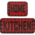 thumbnail image 1 of Buffalo Plaid Checked Black Red Kitchen Mat Set of 2 Anti-Fatigue Kitchen Rug Set Washable Non Slip Cushioned Foam Kitchen Runner Rugs and Mats Comfort Standing Mat for Floor Laundry Home Decor, 1 of 6