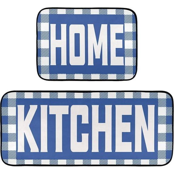 Buffalo Plaid Checked Black Red Kitchen Mat Set of 2 Anti-Fatigue Kitchen Rug Set Washable Non Slip Cushioned Foam Kitchen Runner Rugs and Mats Comfort Standing Mat for Floor Laundry Home Decor