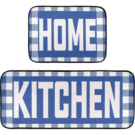 Buffalo Plaid Checked Kitchen Mat Set of 2 Anti-Fatigue Kitchen Rug Set Non Slip Washable Cushioned Foam Kitchen Runner Rugs and Mats Comfort Standing Mat for Floor Laundry Home Decor