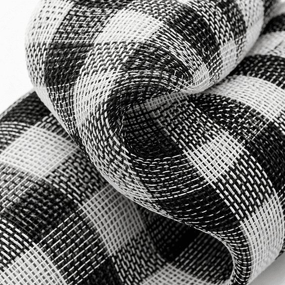 Buffalo Plaid Checkered Deco Mesh - 10" x 10 Yards, Black & White, Wedding, Event Decor, Wreath, Swag, Garland, Gift Wrapping, Thanksgiving, Christmas