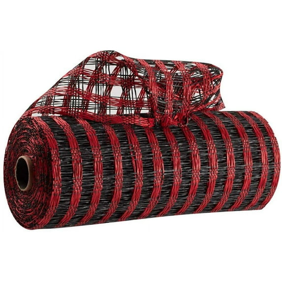 Buffalo Plaid Christmas Deco Mesh - 10" x 10 Yards, Red & Black, Easter, Wreath Decoration, Valentine's Day