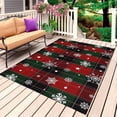 thumbnail image 1 of Buffalo Plaid Christmas Outdoor Rug for Patio/Deck/Porch, Non-Slip Large Area Rug 5 x 7 Ft, Xmas Snowflake Red Green Indoor Outdoor Rugs Washable Area Rugs, Reversible Camping Rug Carpet Runner, 1 of 8