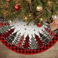 thumbnail image 1 of Buffalo Plaid Christmas Tree Skirt 48 Inch, Winter Holiday Tree Mat Decoration, 1 of 7