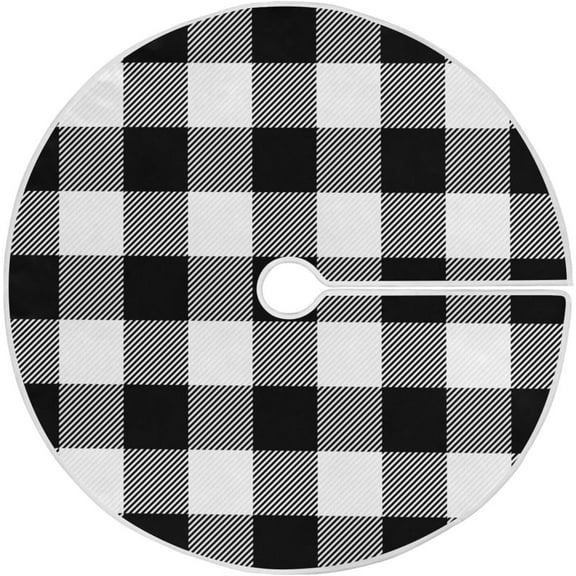 Buffalo Plaid Christmas Tree Skirt Xmas Tree Mat for Holiday Party Home Decoration, 48 Inch