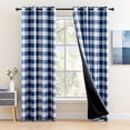 thumbnail image 1 of Buffalo Plaid Curtains for Farmhouse Bedroom, Blackout Window Drapes with Grommets for Living Room Darkening Light Blocking and Thermal Insulated Navy and White 26"W x 63"L (Pack of 2), 1 of 6