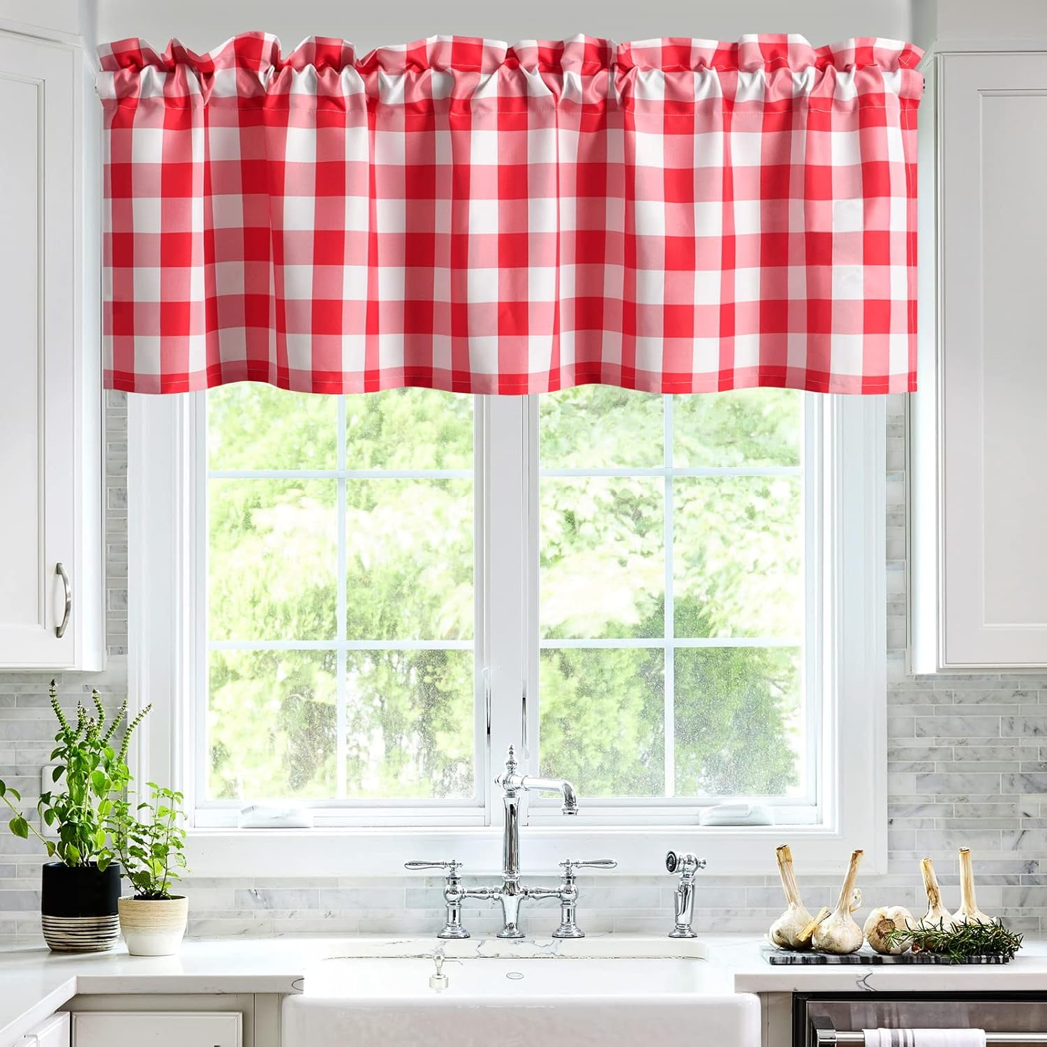 Aazon.co: Hiasan Buffalo Plaid Curtains Valances For Windows - Sei