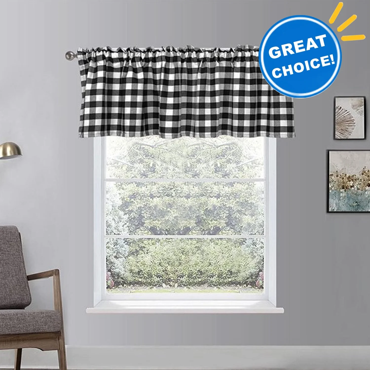 Buffalo Plaid Curtains, Valances for Windows, Farmhouse Window