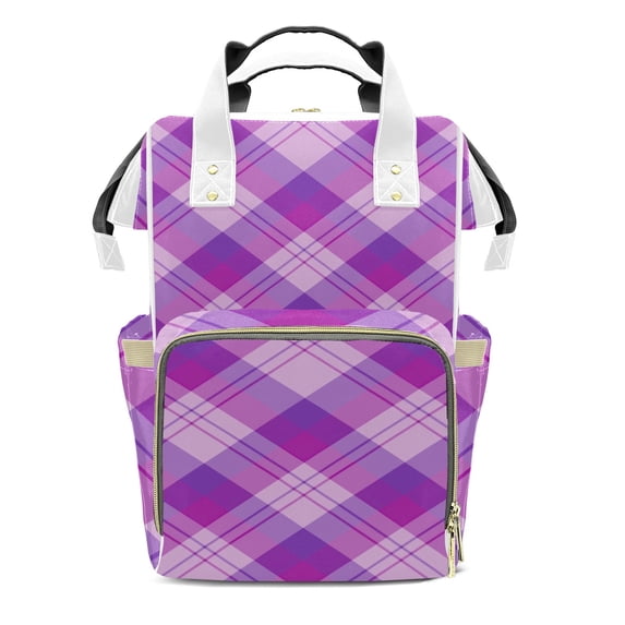 Buffalo Plaid Diaper Backpack – Large Capacity, Insulated Baby Bottle Pocket, Multifunctional Mommy Bag for Boys & Girls