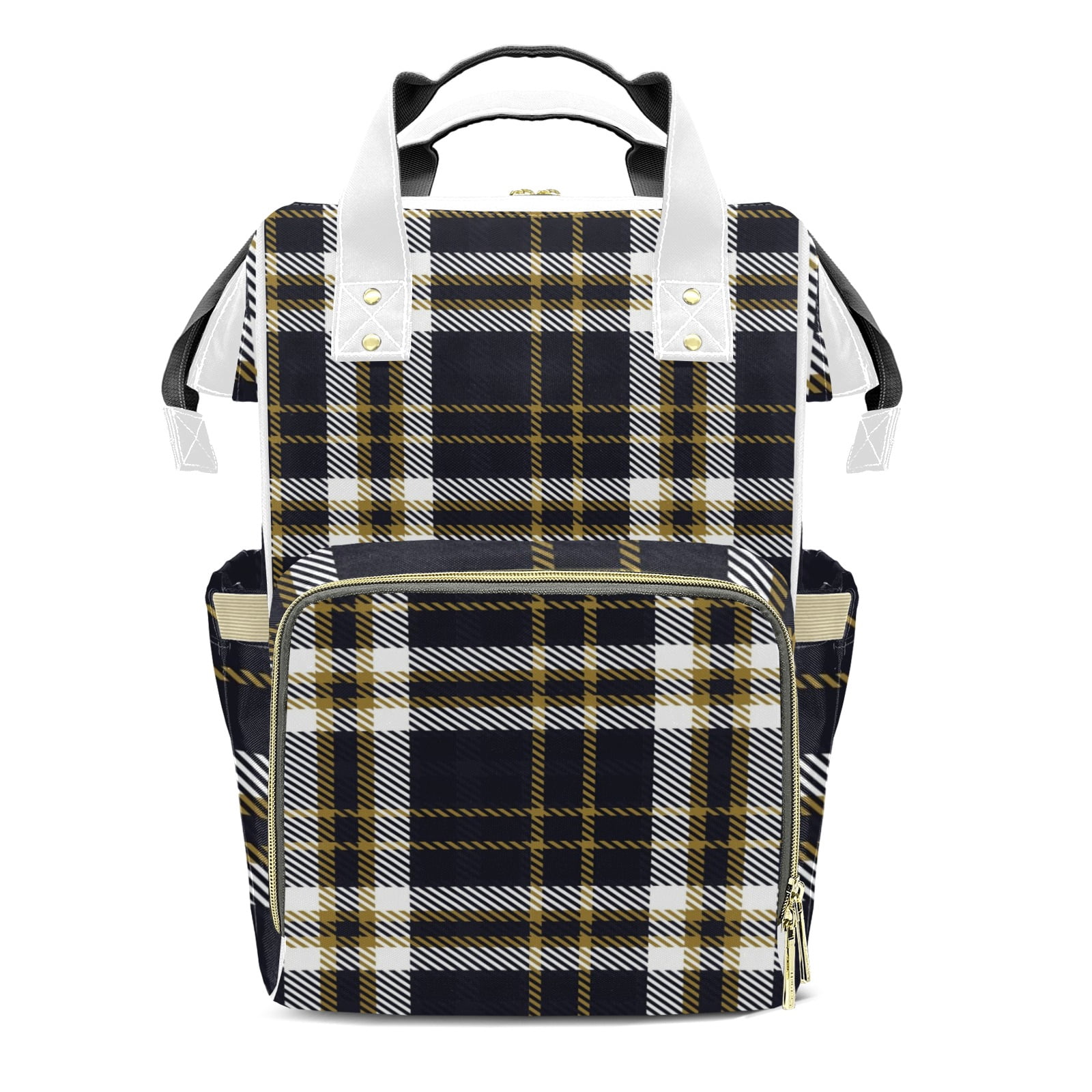 Buffalo Plaid Diaper Backpack – Large Capacity, Insulated Baby Bottle Pocket, Multifunctional Mommy Bag for Boys & Girls