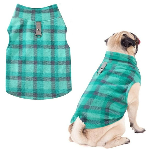 Buffalo Plaid Dog Sweaters with Leash Ring, Soft Fleece Vest Dog Pullover Warm Jacket, Pet Dog Clothes, Winter Dog Outfits for Small Puppy Cat Pets