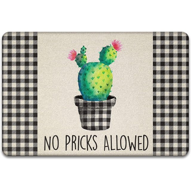 Buffalo Plaid Door Mat No Pricks Allowed Cactus Doormat forOutdoor
