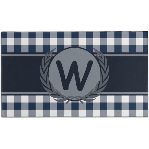 Buffalo Plaid Doormat Non-Slip Absorbent Resist Dirt Wreath Front Door Mat Machine Washable Letter W Welcome Mats Outdoor Inside Floor Rugs for Entryway 30" X 17"