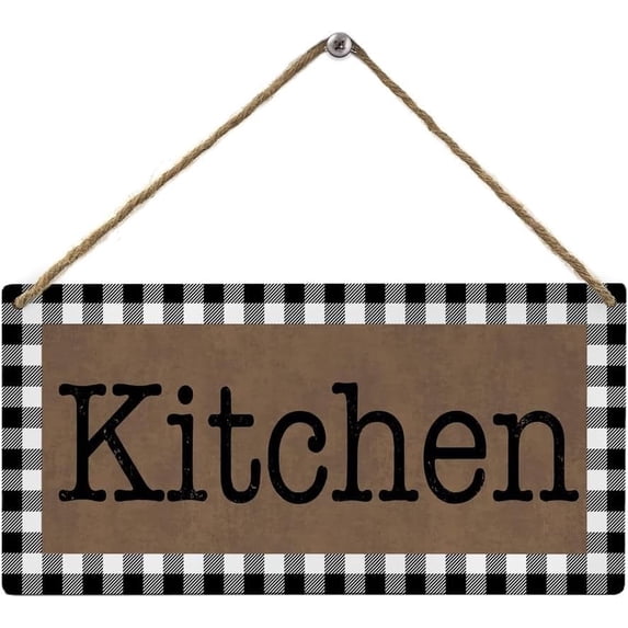 Buffalo Plaid Farmhouse Kitchen Wooden Sign - 12 x 8 Inch Rustic Decor ...