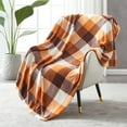 thumbnail image 1 of Buffalo Plaid Flannel Fleece Throw Blanket 50 x 60 Inches, Soft Lightweight Cozy All Season Orange Checkered Blanket for Bed, Couch, Car, 1 of 5