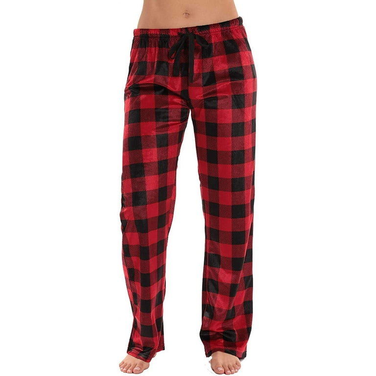 Buffalo Plaid Flannel Pajama Pants for Women with Pockets
