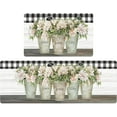 thumbnail image 1 of Buffalo Plaid Floral Farmhouse Kitchen Rugs Set 2 Piece Colorful Flowers Carnation Seasonal Decorative Rug for Kitchen Low-Profile Floor Mats Decorations for Home Kitchen 17x48+17x30 Inches, 1 of 6