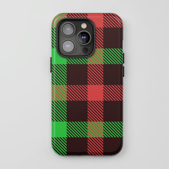 Buffalo Plaid For All iPhone Series Tough Phone Case Checkered Red Green