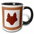 thumbnail image 1 of 3drose, Buffalo Plaid Fox, 15oz Two-tone Black Mug, 1 of 6