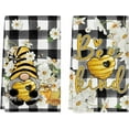 thumbnail image 1 of Buffalo Plaid Gnome Bee Summer Kitchen Towels Dish Towels, 18x26 Inch Seasonal Summer Decoration Hand Towels Set of 2, 1 of 6