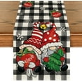 thumbnail image 1 of Buffalo Plaid Gnome Bell Xmas Tree Christmas Table Runner, Seasonal Winter Kitchen Dining Table Decoration for Home Party Decor 13x36 Inch, 1 of 6