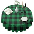 thumbnail image 1 of Buffalo Plaid Green Black Round Table Cloth,Wrinkle Resistant Table Cover with Polyester,Waterproof Reusable Tableclothes for Home Decor Summer Spring Picnic Dining Holiday (Round,60x60inch), 1 of 6